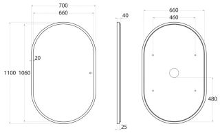 Зеркало с холодной подсветкой Art&Max Bari 70x110см серый матовый AM-Bar-700-1100-DS-F